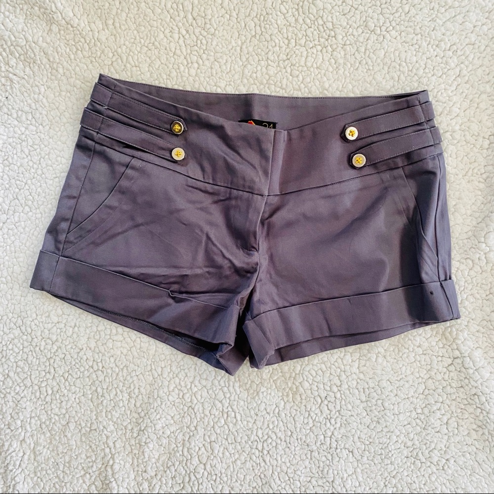 Grey button detail shorts- size M
